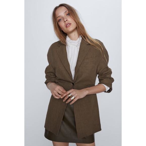 Zara 100% Linen Oversized Blazer - Picture 1 of 8